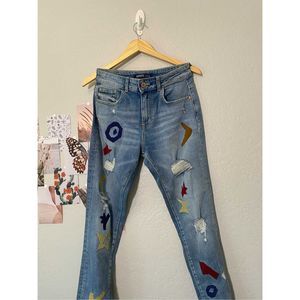 Zara Patch Denim Jeans Size 4